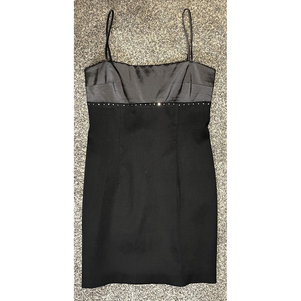 VTG Laundry by Shelli Segal Black Mini Dress NWT Size 2 90s Y2K Satin - Picture 11 of 16